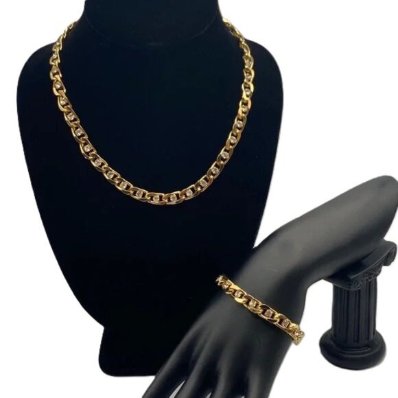 Camrose & Kross JBK Jacqueline Kennedy Gold-Tone Crystal Link Necklace&Bracelet - Picture 2 of 10